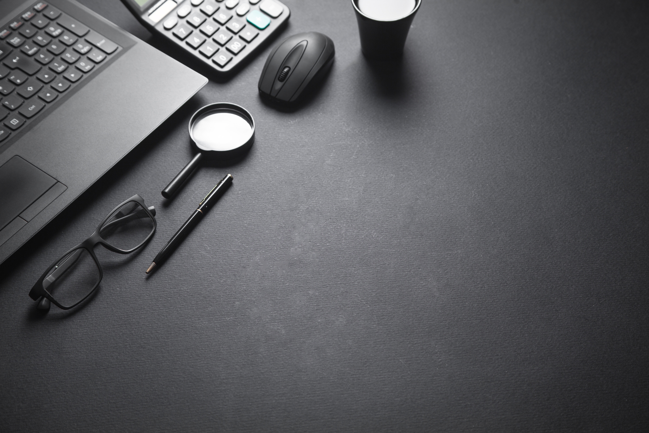 Black office desk. Business workplace